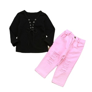 Abbigliamento per bambini maglioni alla moda per <span class=keywords><strong>ragazze</strong></span> all'ingrosso pantaloni attillati vestito a due pezzi per bambini autunno - Product Image 1