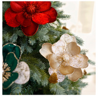 Fleurs de Noël artificielles, motifs floraux, fleurs séchées, décoration d'ambiance festive, décorations pour sapin de Noël