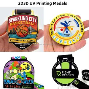 Médailles et trophées sportifs 3D personnalisés en alliage de zinc plaqué or pour cheerleaders, avec impression sérigraphiée émail souple et cordon en ruban - Product Image 2