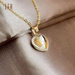 Trendy 18k Gold Yellow Heart Shape Real Gold 18K Pendant Necklaces Wholesale 18k Real Gold Mom Jewelry