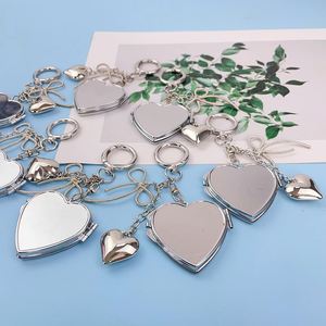 <b>Small</b> Heart Metal Compact <b>Mirror</b> Double Sides Heart-Shaped Stainless Steel Compact <b>Mirror</b> Keychain - Product Image 5
