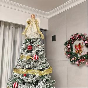 Adorno de ángel para árbol de Navidad con alas de felpa de 12.6 pulgadas, decoraciones para el árbol de Navidad navideño - Product Image 1