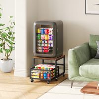 HOOBRO Table d'appoint moderne, support pour mini-réfrigérateur, rangement carré 19,7 pouces, roulettes, pieds réglables, structure métallique robuste, salon