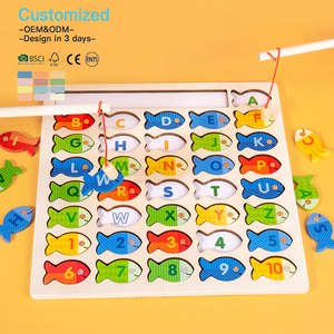 Jeu de pêche et de puzzle en bois Montessori EDULAND CE CPC OEM ODM, jouet éducatif précoce pour la coordination œil-main des tout-petits - Product Image 4