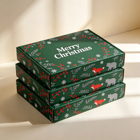 Boîte de Noël personnalisée avec impression numérique d'animaux de la forêt, design gratuit, production en 72h, boîte d'expédition en carton imperméable