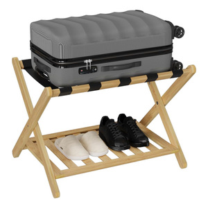 Estante Plegable de Bambú para Equipaje con Estante para Zapatos para Dormitorio y Sala de Estar - Product Image 3