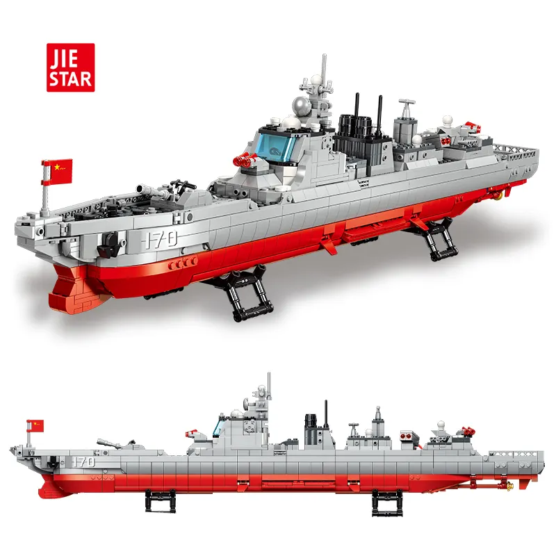JIESTAR big set adult hobby collectible simulated 052C destroyer model building block unique home decor warship battleship toy
