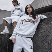 Ensemble de survêtement vintage à double couche, sweat-shirt à imprimé léopard surdimensionné, pantalon de survêtement en molleton, ensemble streetwear