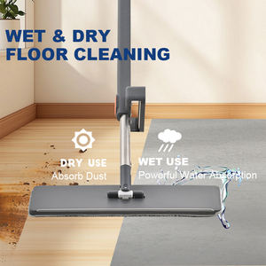 OKKiHOME Serpillère plate auto-essorage extra large de 17 pouces avec <span class=keywords><strong>lame</strong></span> de raclette en acier intégrée, mains libres, taux de <span class=keywords><strong>d</strong></span>éshydratation de 80 à 90 %, extensible - Product Image 2