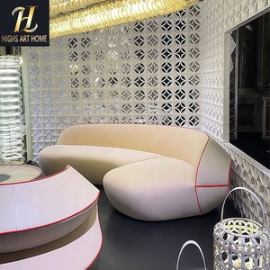 HIGHS ART Bestseller - Meubles de design italien - Canapé moderne de luxe incurvé - Canapés en cuir véritable - Canapé rouge pour villa - Product Image 5