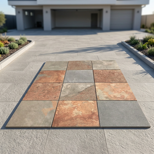 Dalles de pavage extérieures en porcelaine naturelle R11 de 20 mm d'épaisseur, résistantes, pour piscine, cour, 600x600 mm - Product Image 5