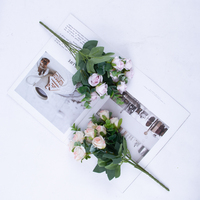 Bouquet de roses artificielles en soie effet naturel, vente en gros, sans entretien, fleurs artificielles pour la maison, mariage et événements