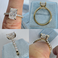 0,5-3 Karat Radiant-Schliff Pavé-Band Solitär-Design IGI-Zertifizierter CVD/HPHT Labor-Gezüchteter Diamant-Verlobungsring 10K/14K/18K Massivgold