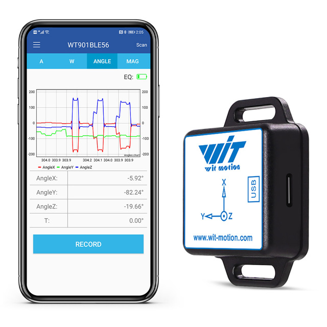 WitMotion WT901BLECL BLE 5.0 Low-Consumption 3 Axis Accelerometer+Gyroscope+Magnetometer MPU9250 IOS/Android Compatible Sensor