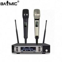 AOSHEN Système de microphone portatif sans fil universel professionnel à double canal pour l'enregistrement de karaoké Système de microphone sans fil