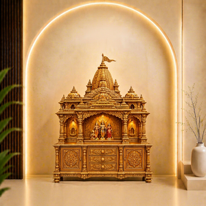 Traditioneller Sri Venkateshwara Balaji Holz-Pooja-Tempel Traditioneller Indischer Ram Darbar Holz-Pooja-Tempel Großer Holztempel - Product Image 1