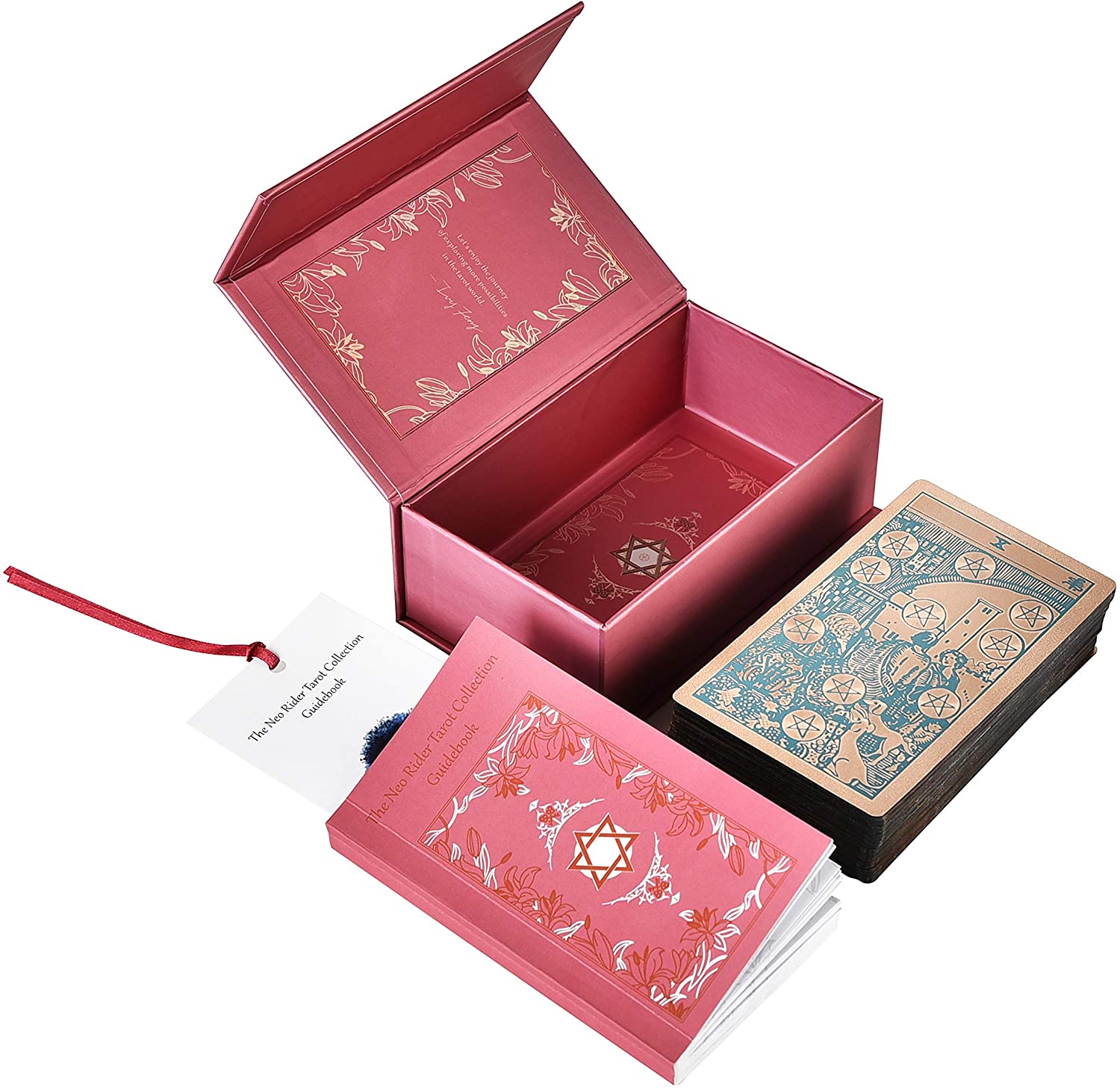 Impressão personalizada Tarot Deck 78 Cartões/Tarot Card Set Aprendizagem Oracle Pink Tarot Cartões E Guia