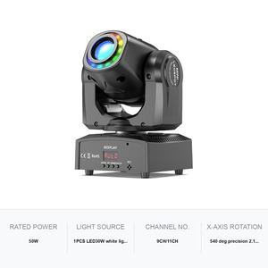 ไฟ LED เคลื่อนที่ได้ 50W สีขาว RGB พร้อมไฟเสริม 15 องศา ลำแสง DMX512 สำหรับงานเวที - Product Image 5