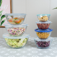 Ensemble de 7 bols à salade en verre hermétiques sans bpa avec couvercles pour la cuisson, la préparation, le service, le stockage des aliments dans la cuisine