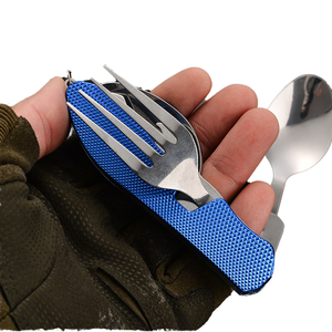 <span class=keywords><strong>Set</strong></span> di posate da campeggio leggero e portatile in acciaio inossidabile 410, coltello, forchetta e cucchiaio pieghevoli per picnic ed escursioni - Product Image 2