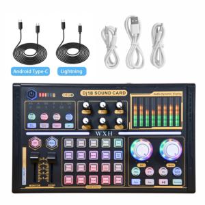 DJ18 podcast externo tarjeta de sonido micrófono para juegos Monitor de grabación con USB XLR 48V interfaz estudio <span class=keywords><strong>audio</strong></span> tarjeta de sonido Mezclador - Product Image 6