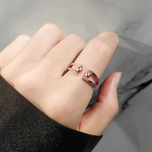 Anillos giratorios minimalistas antiestrés con cuentas, ajustables, de cobre chapado en oro, antideslustre, joyería de moda para la ansiedad. - Product Image 2