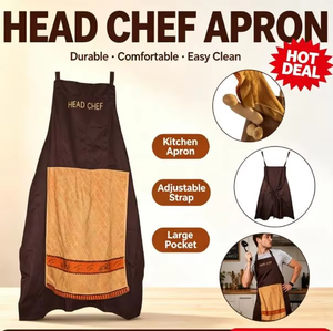 Tablier de chef bicolore avec sangle réglable et poche, en polyester, pour la cuisine, le barbecue et les fêtes - Product Image 6