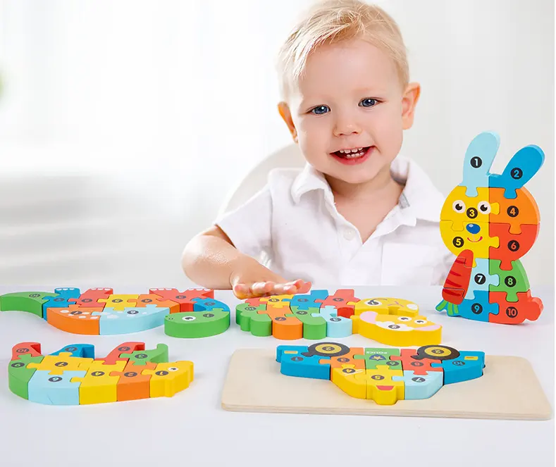 Montessori Holz kinder Lernspiel zeug 3D-Puzzle Kinderspiel zeug