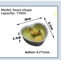 Conteneur jetable en aluminium en forme de cœur avec couvercle en plastique ABS, qualité alimentaire, capacité 100 ml/170 ml, pour barbecue et cuisson, personnalisable