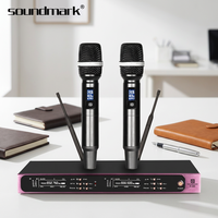 Microphone de karaoké KTV sans fil numérique à 2 canaux avec suppression du bruit et capteur infrarouge Soundmark K-180, piles AA, XLR