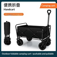 Chariot de camping pliable extra-large pour l'extérieur, chariot de pique-nique manuel, mini chariot universel pliable en métal tout-terrain