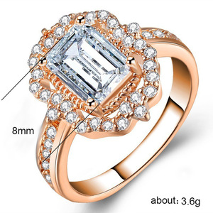 Anello quadrato in cristallo per donna, tono rosa, stile principessa, accessori eleganti per feste alla moda - Product Image 5