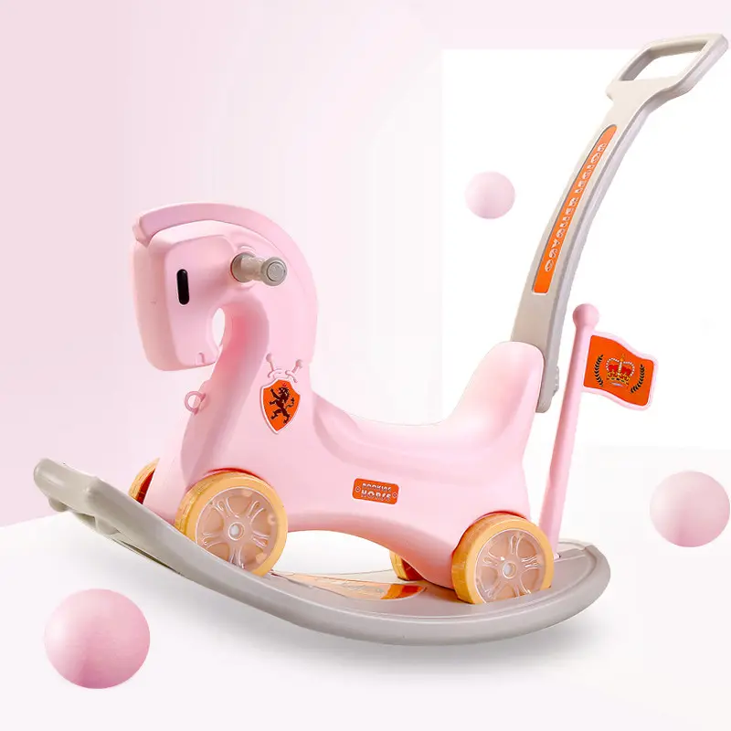 Самая популярная детская игрушка для катания животных, пластиковая детская лошадка-качалка с колесами