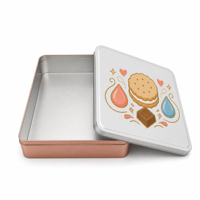 Boîte en métal rectangulaire arrondie personnalisée avec couvercle amovible pour bonbons, chocolats, biscuits, boîte cadeau, fabrication OEM sur commande