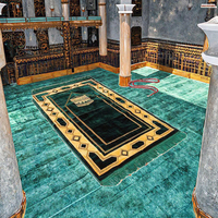 Tapis de prière musulman bleu personnalisé, tapis épais et doux, tapis de prière islamique turc, polyester, lavable, antidérapant, fabriqué à la machine, tissé