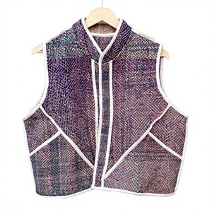 Handmade Vintage Kantha Quilted Floral Printed 100% Cotton Breathable <b>Spring</b> Summer Autumn Winter <b>Women</b> Boho Button Jacket - Product Image 1