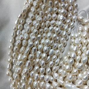 Cuentas de Collar Semiterminadas de Agua Dulce Blancas de 9-10 mm, Estilo Barroco Irregular de Corte Recto, Forma No Nuclear, Elegante Estilo Barroco - Product Image 3