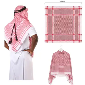 Nahost New Jacquard Square Scarves Dubai Saudi-Polyester-Schal Hijab für Herren 140 * 140 CM Ramadan Hijabs Turban Muslimische Bandana