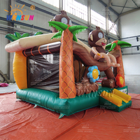 WINSUN Château Gonflable Commercial pour Enfants, Thème Singe, pour Extérieur, Idéal pour Fêtes et Location en Jardin