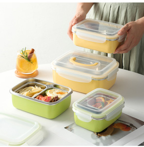 Bencircle CS04 304 Stainless Steel Food <b>Storage</b> Container, Double Compartment, Removable Sealing, Portable with Handle - Product Image 6
