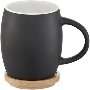 Tazza in ceramica a forma di cuore da 400ml con coperchio in legno per lavastoviglie e microonde per Espresso ODM modello di materiale per PC - Product Image 1