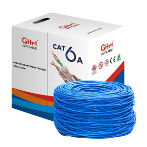 GHT cat6A U/FTP Cáp 23/22AWG OFC đồng trần cáp Ethernet với giấy chứng nhận xác minh kiểm tra báo cáo nhà Máy Giá cat6A - Product Image 1