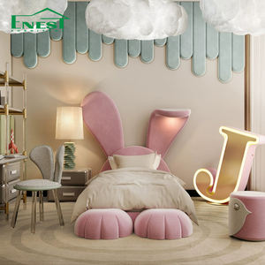 Letto Moderno per Bambini a Forma di Coniglio, Misura Queen, in Tessuto, Letto Principessa in Pelle, Set di Mobili per Camera da Letto - Product Image 4