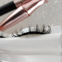 Faux cils en bande complète en cheveux synthétiques noirs, avec bande en coton, courbure C et D, effet pointu et effilé, 15 mm, naturels, pour la vente en gros