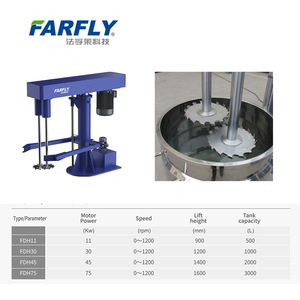 Farfly <span class=keywords><strong>FDH</strong></span> 75 220V agitador de alta velocidad mezclador de pintura líquida de acero inoxidable de doble eje 3000L capacidad productos químicos uso agrícola - Product Image 5