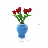 Accessoires pour maison de poupée à l'échelle 1:12, miniatures en argile, fleurs en pot, bonsaï, pot bleu, tulipes, modèles de plantes en pot