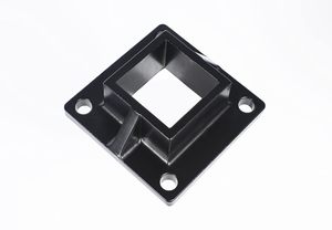 Support de fixation au sol pour poteau carré de 2 pouces et garde-corps de terrasse, robuste, en aluminium, noir - Product Image 2