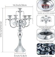 Candélabres noirs à 5 têtes de 51 cm pour décoration de mariage, centre de table et décoration de fête