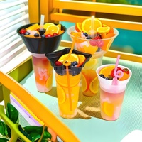Gobelet personnalisé 2-en-1 de 500 ml et 700 ml pour snacks et boissons avec couvercle dôme, idéal pour le branding des salons de pop-corn, poulet frit et bubble tea