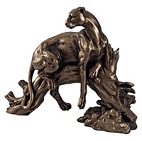 Jardin extérieur décoré réaliste sauvage grandeur nature animal sculpture bronze léopard statue